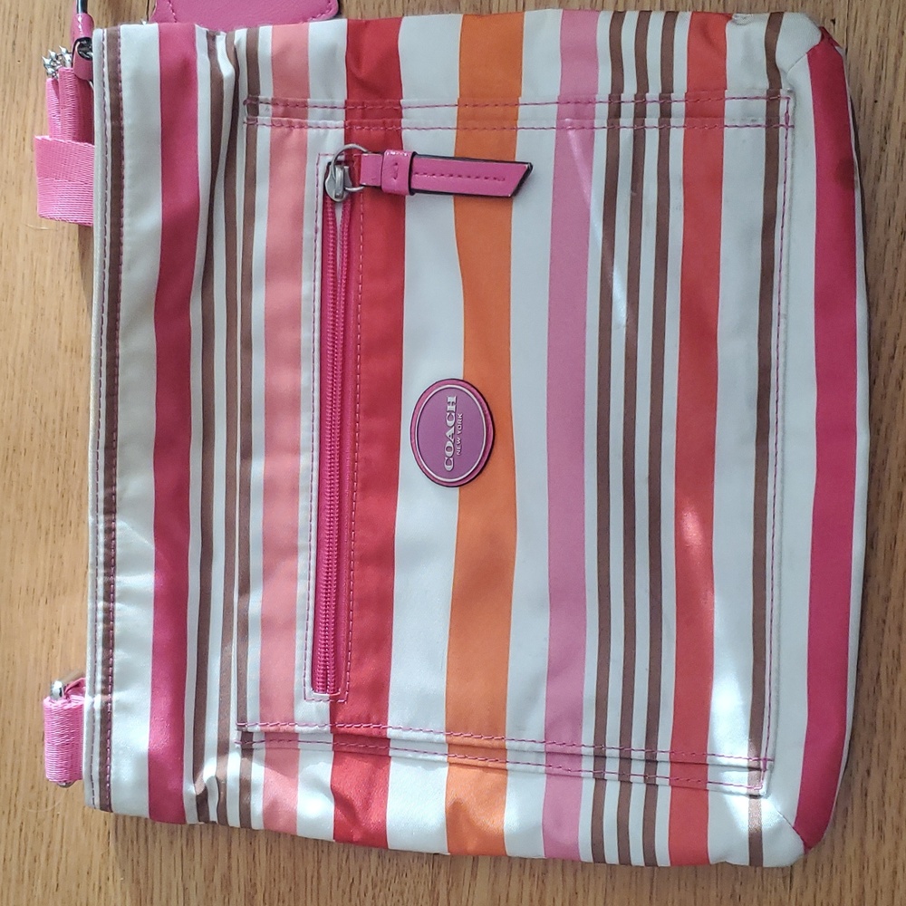 Coach Striped Crossbody Bag - Pink, Orange, Brown